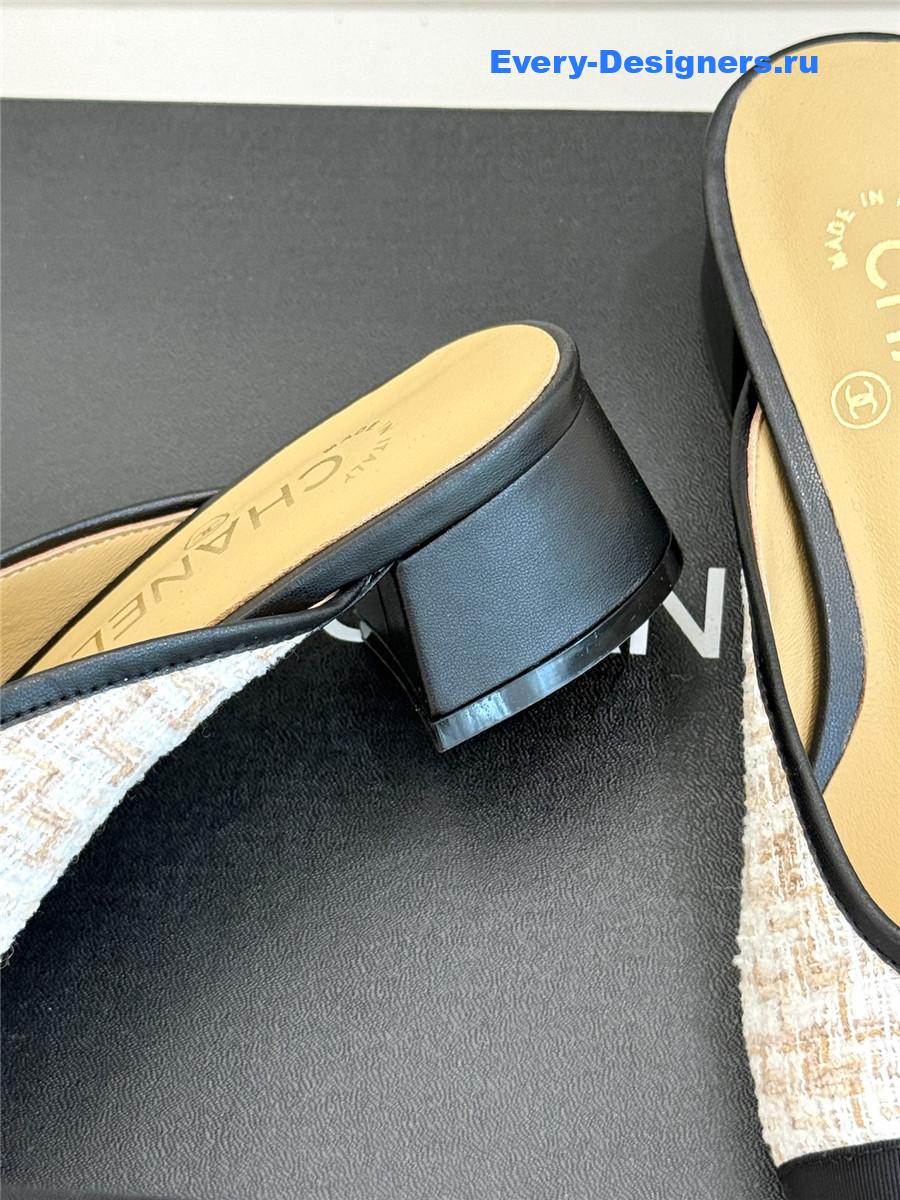 Ch**el white rhinestone slippers