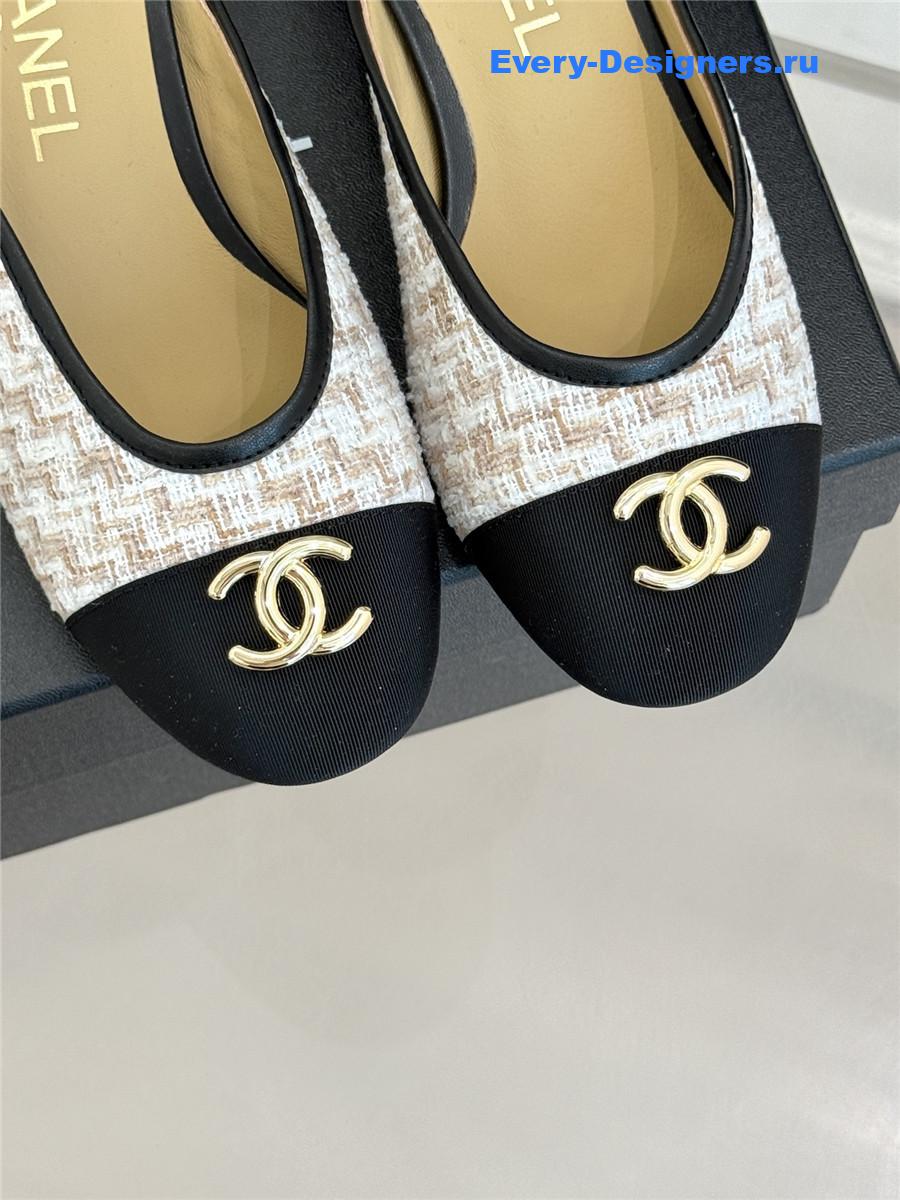 Ch**el white rhinestone slippers