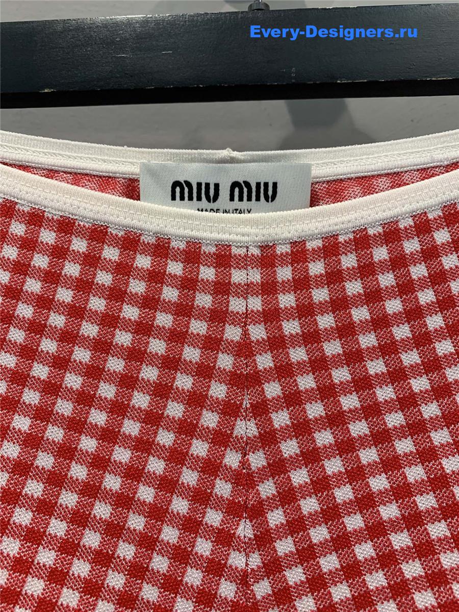 Miu Miu White/Red Viscose Shorts