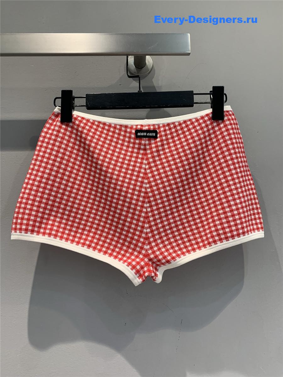 Miu Miu White/Red Viscose Shorts