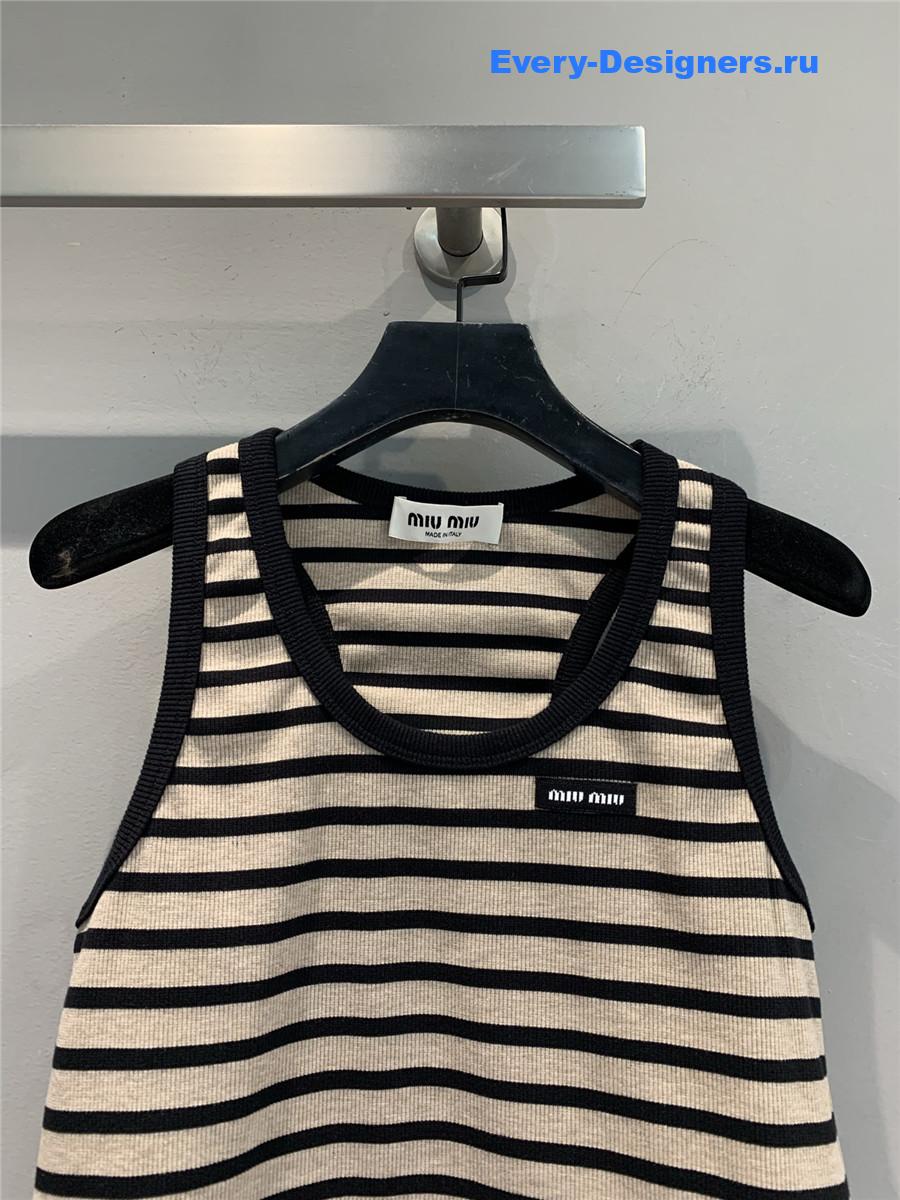 Miu Miu Striped Knitted Sports Vest