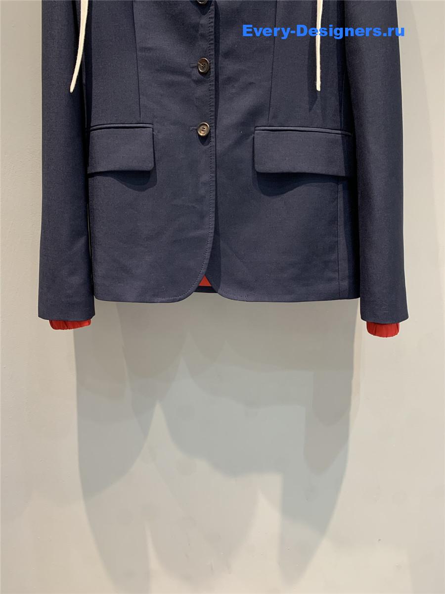 Miu Miu Dark Blue Hooded Blazer