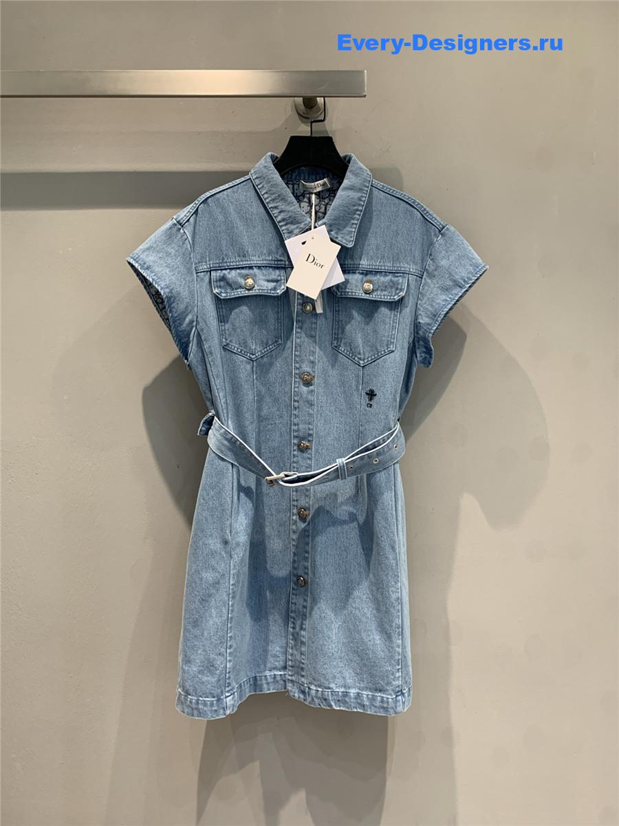 D10r bee embroidered denim dress