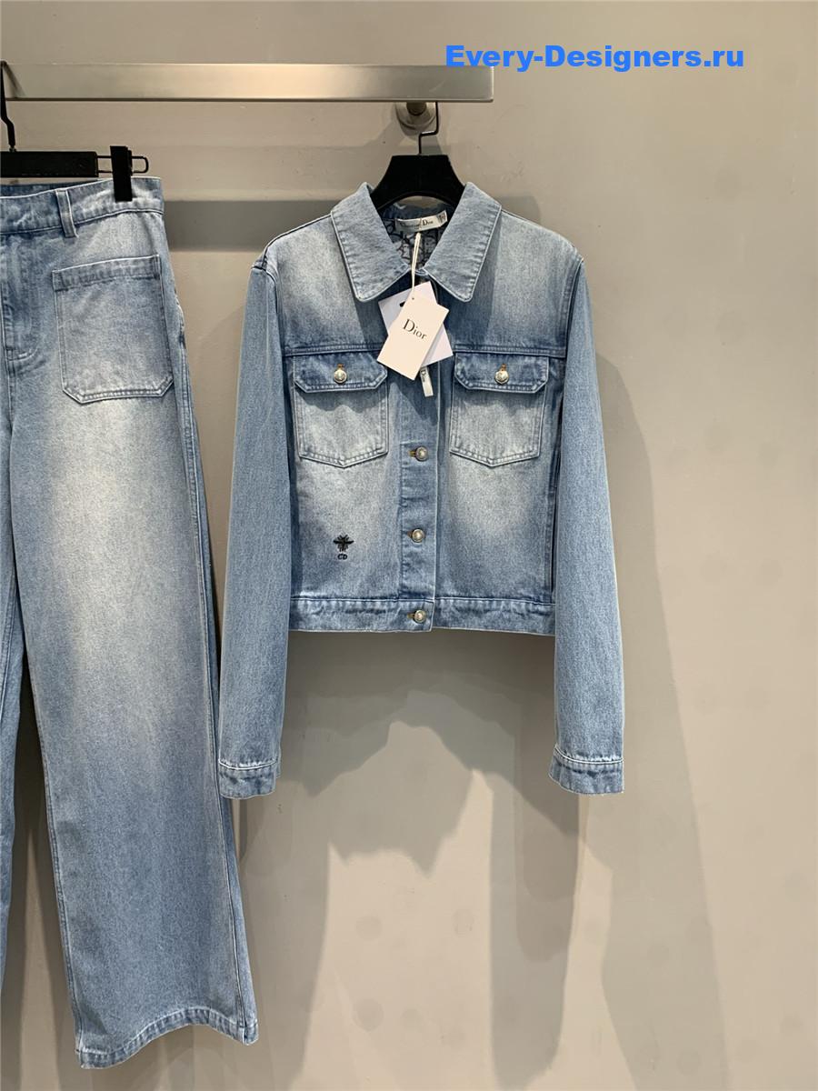 D10r light blue bee embroidered denim jacket