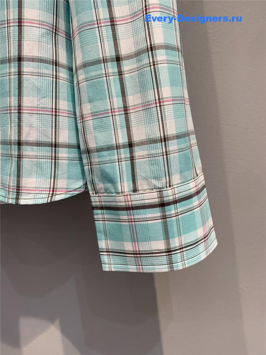 Pra*a aqua checked cotton shirt