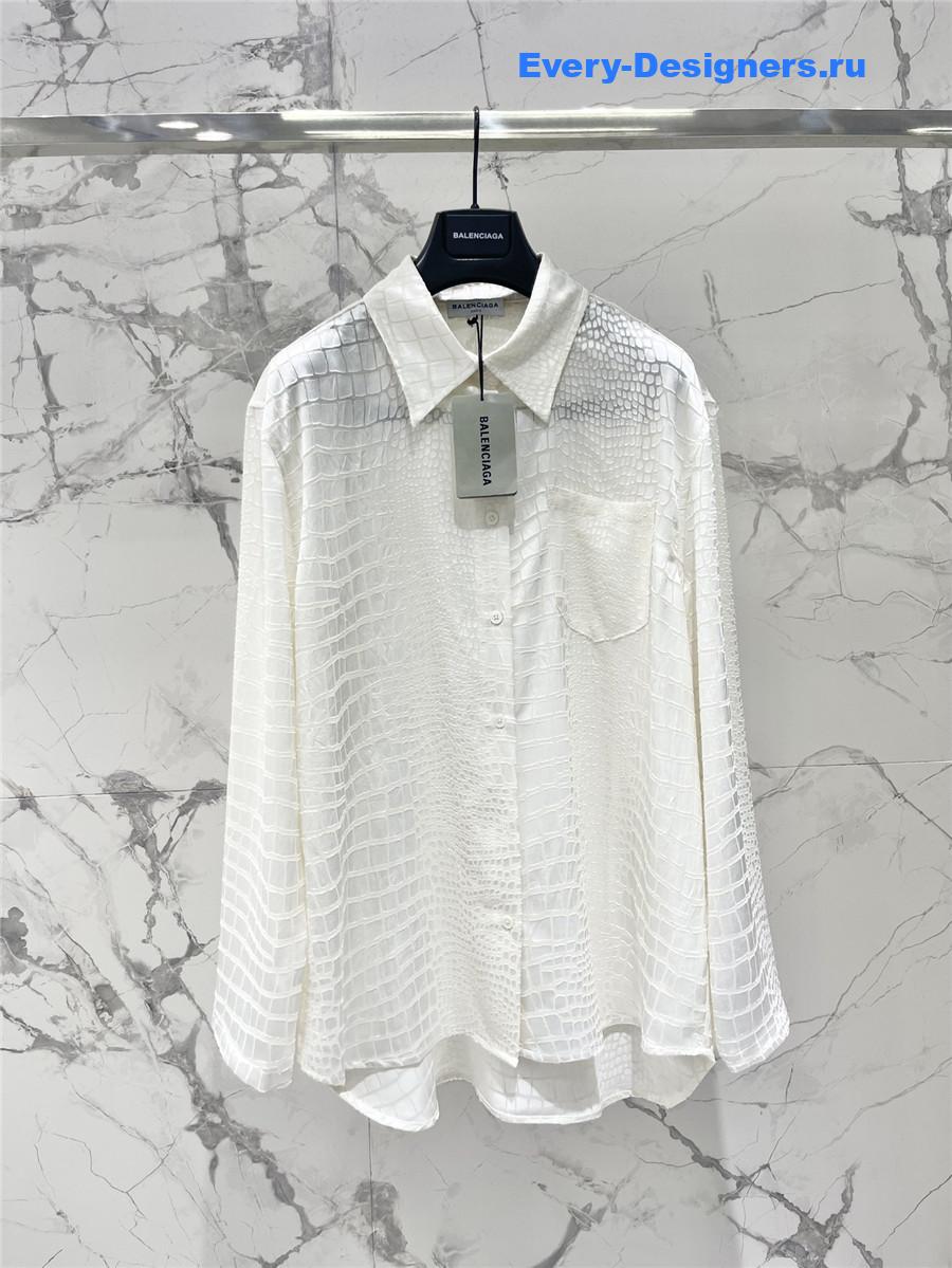 Ba1en*iaga crocodile shirt in white