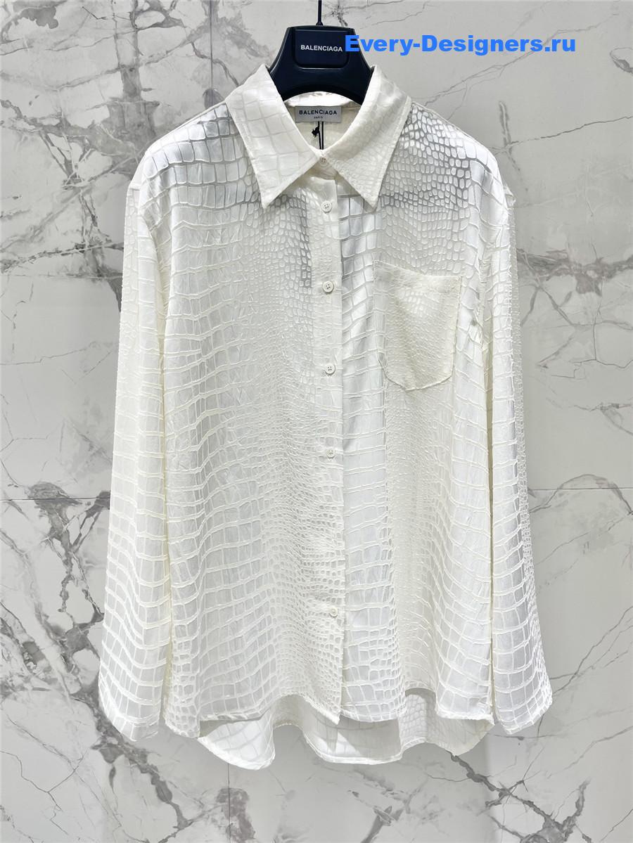 Ba1en*iaga crocodile shirt in white