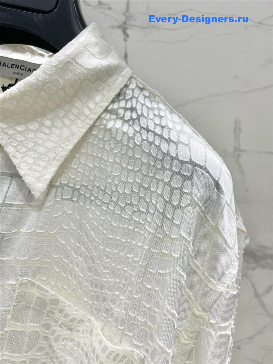 Ba1en*iaga crocodile shirt in white