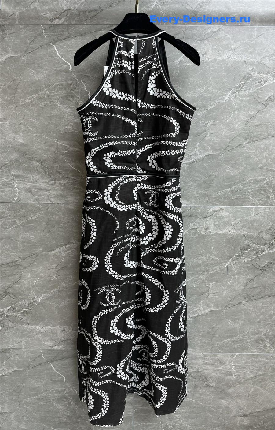 Ch**el black & white printed voile dress