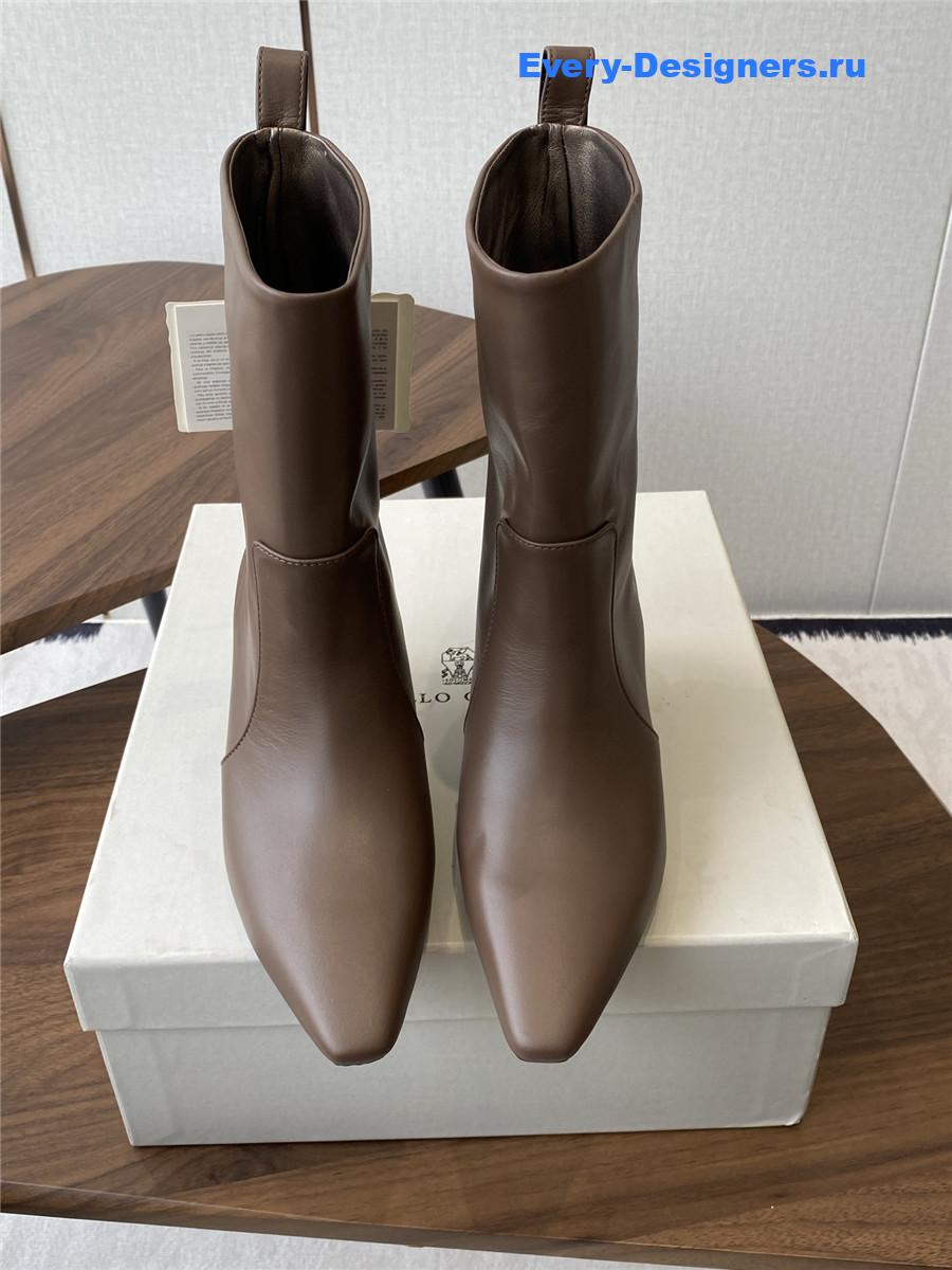 BC Beaded Brown Leather Ankle Boots