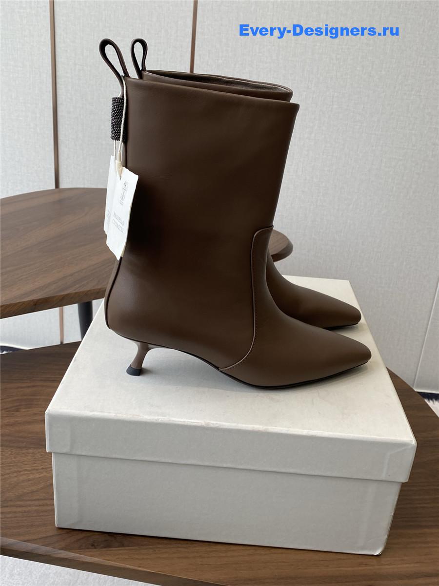 BC Beaded Brown Leather Ankle Boots