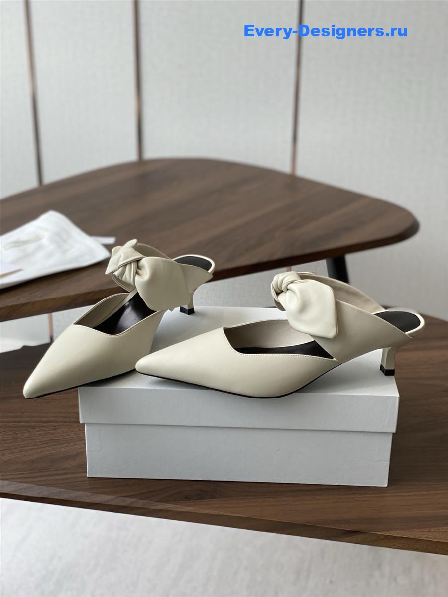 The R0w coco white leather mules