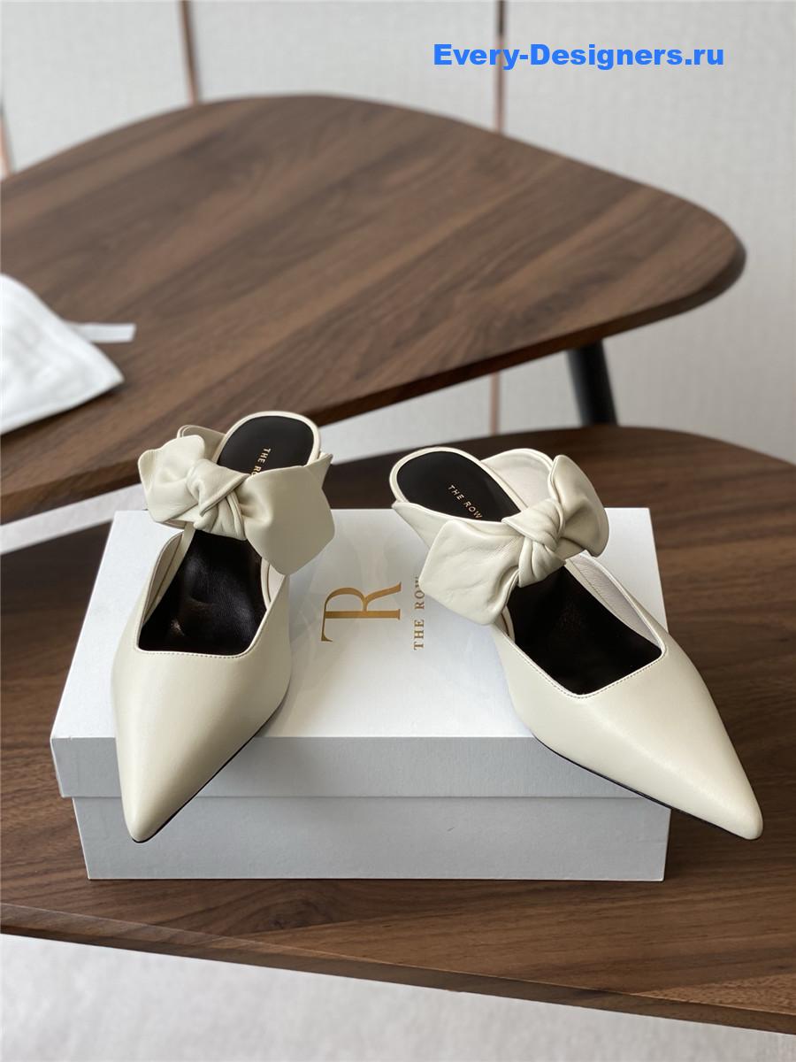 The R0w coco white leather mules