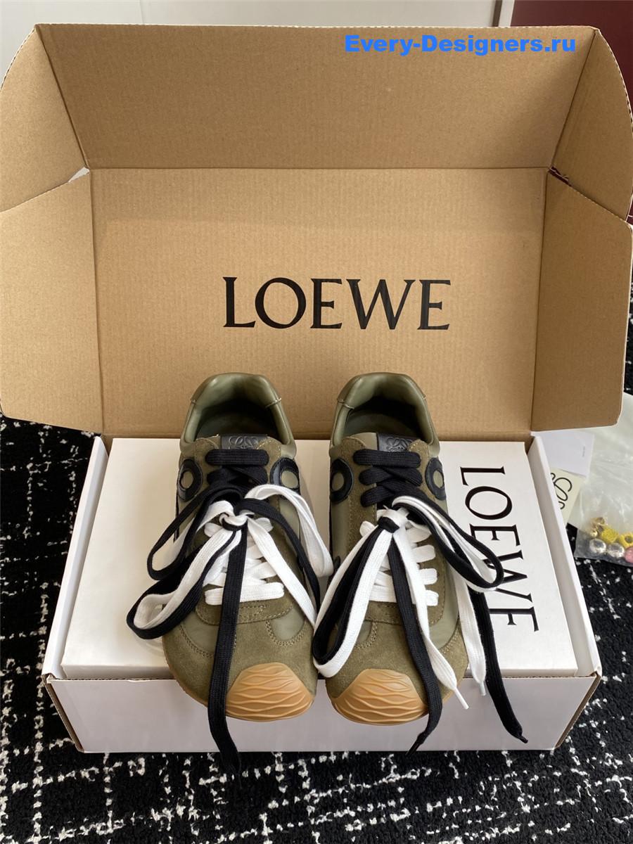 L0ew* ballet runner 2.0 green leather sneakers