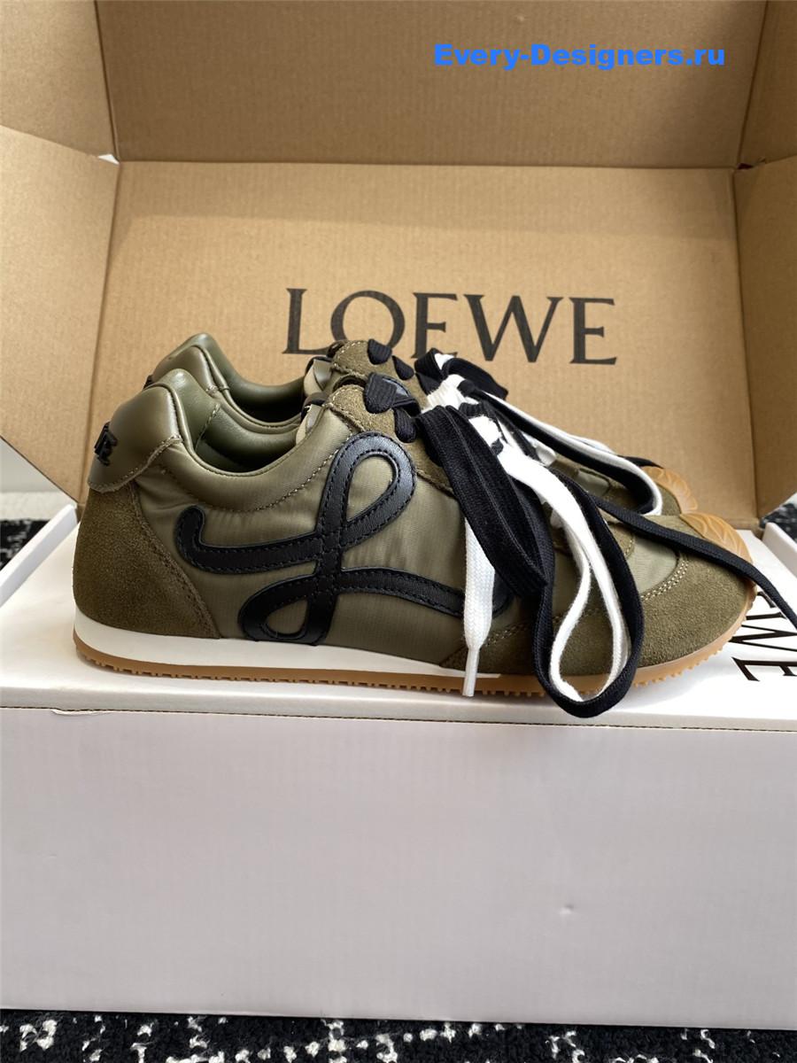 L0ew* ballet runner 2.0 green leather sneakers