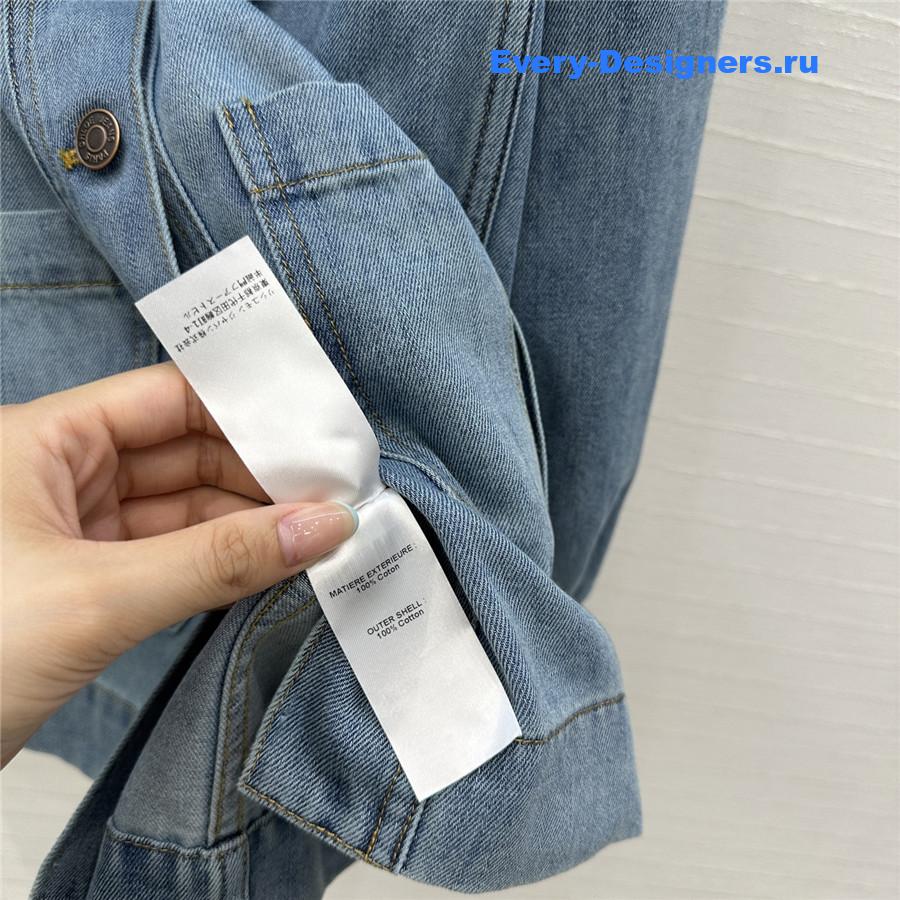 Chloé High Neck Gathered Denim Jacket