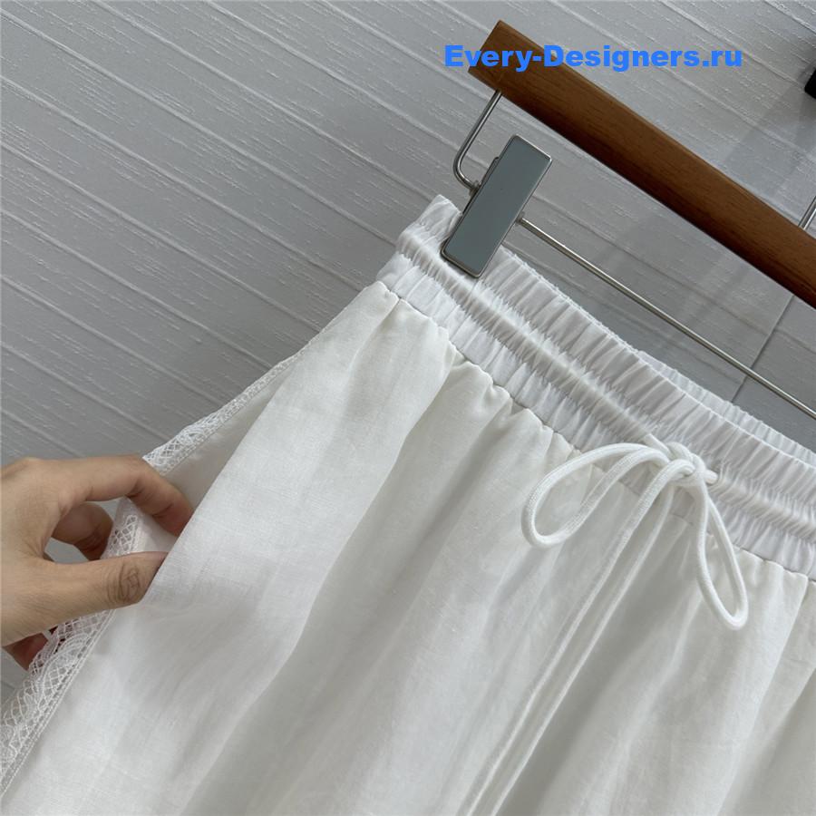 Zimm White Lace Linen Trousers