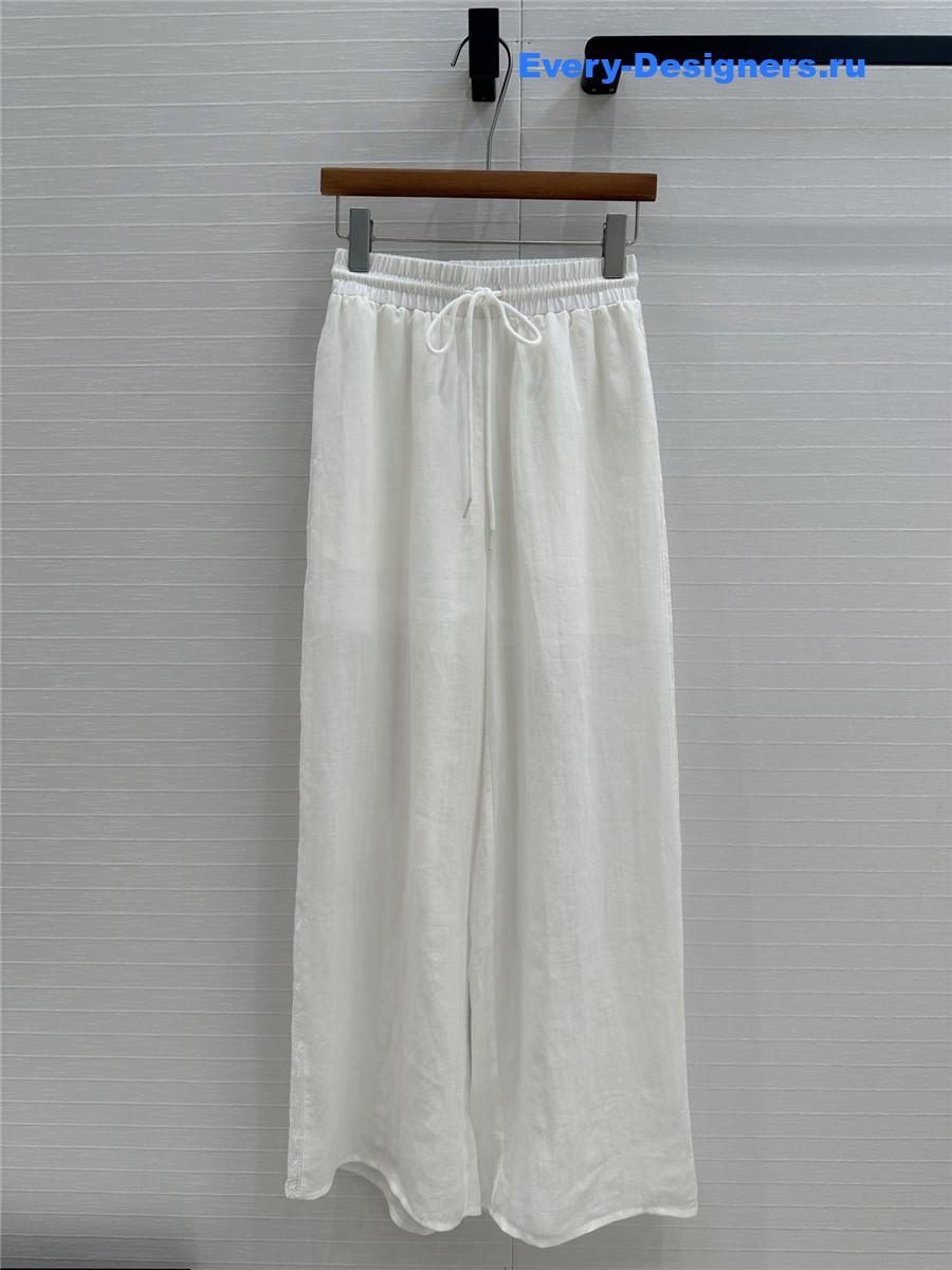 Zimm White Lace Linen Trousers