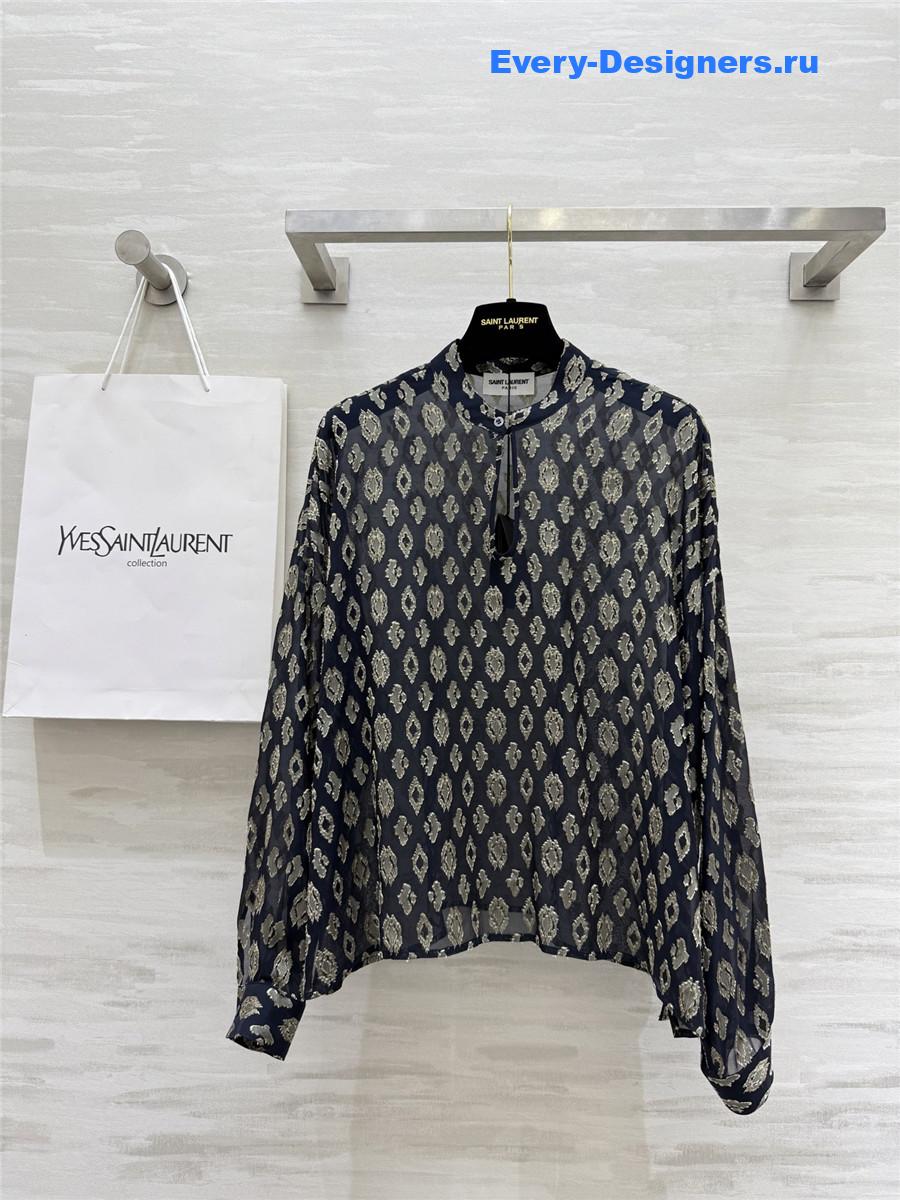 Sa1nt Lau*nt silk flower blouse