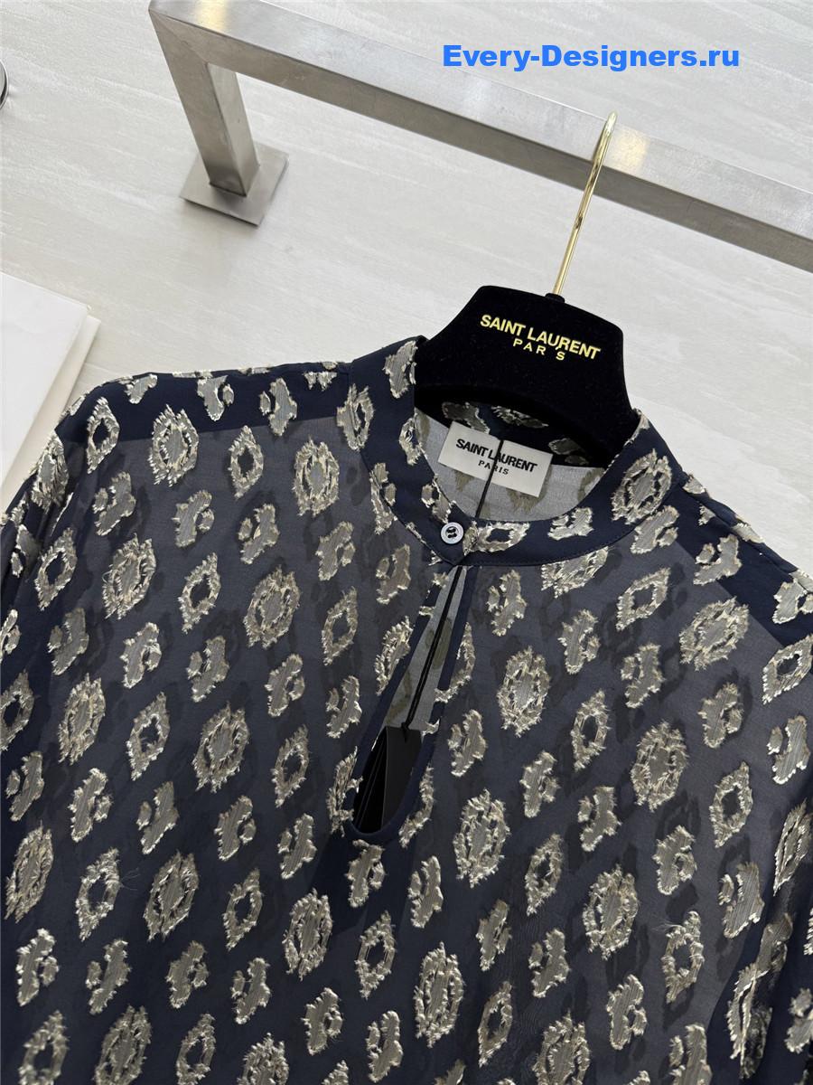 Sa1nt Lau*nt silk flower blouse