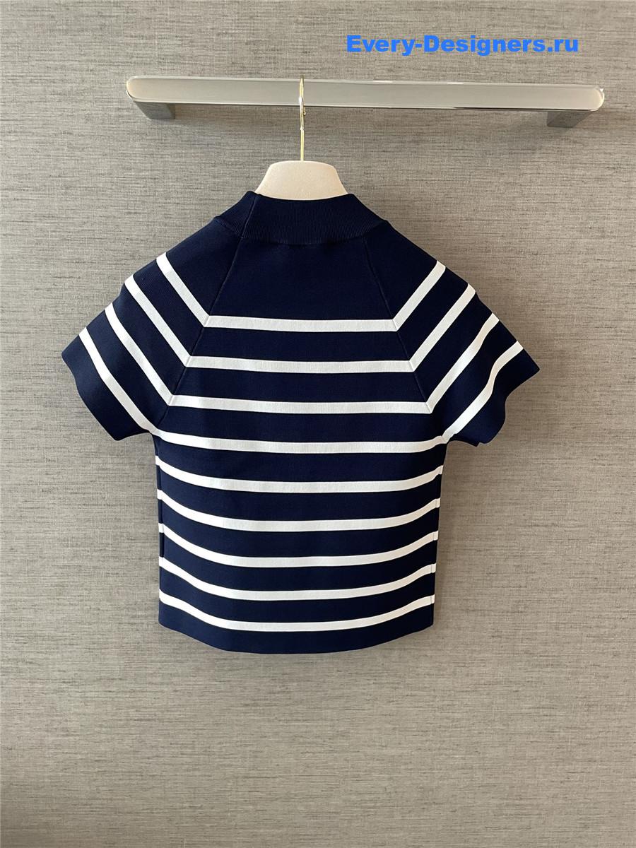 Miu Miu Blue Striped Mock Turtleneck Sweater