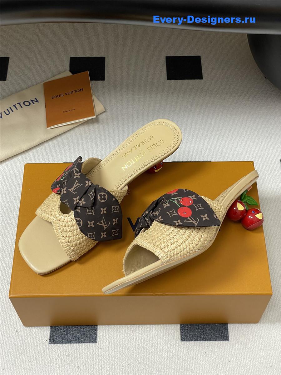 LV x Murakami Cherry Raffia Mules