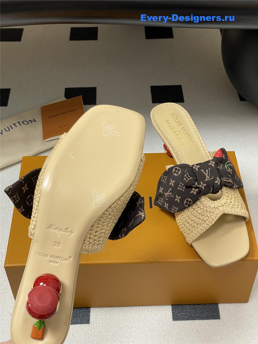 LV x Murakami Cherry Raffia Mules