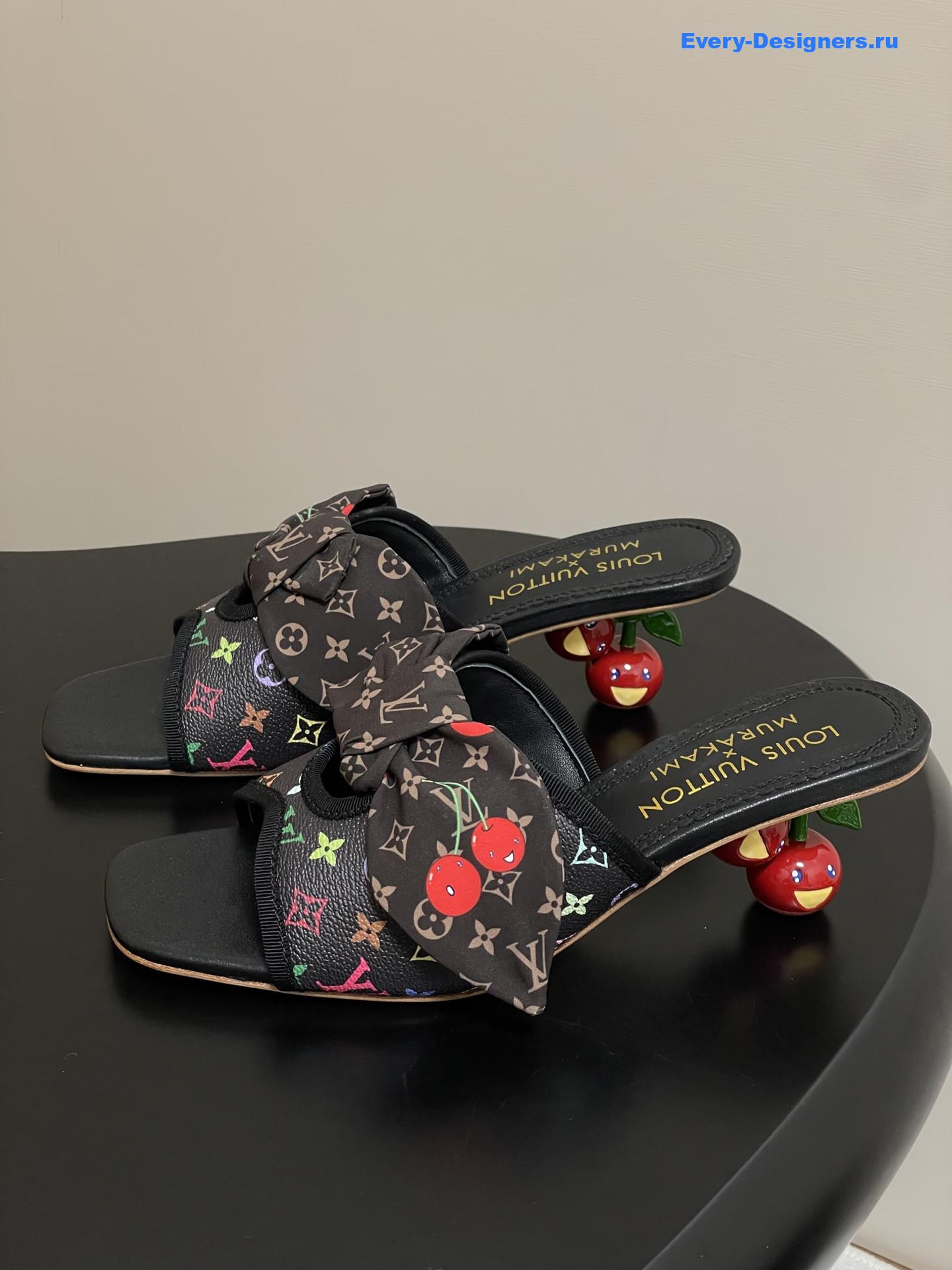 LV x Murakami Black Cherie Mules