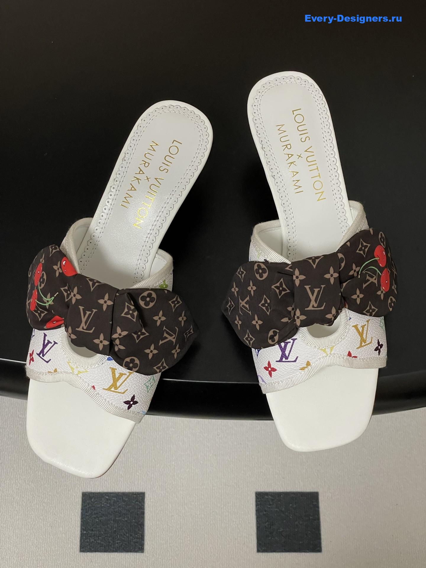 LV x Murakami White Cherie Mules
