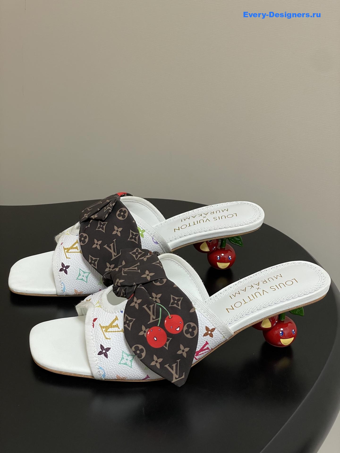 LV x Murakami White Cherie Mules