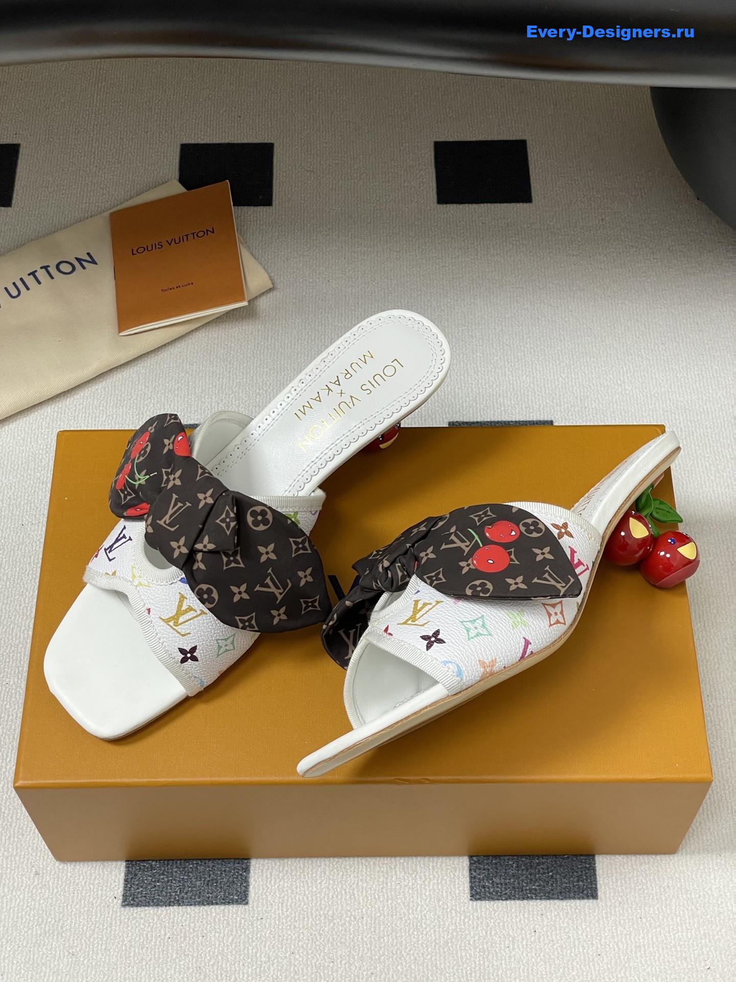 LV x Murakami White Cherie Mules