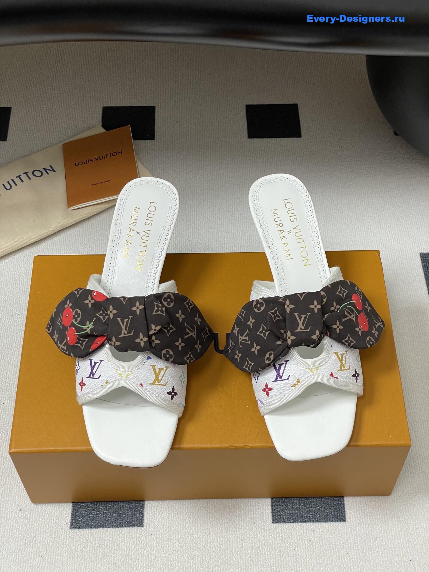 LV x Murakami White Cherie Mules