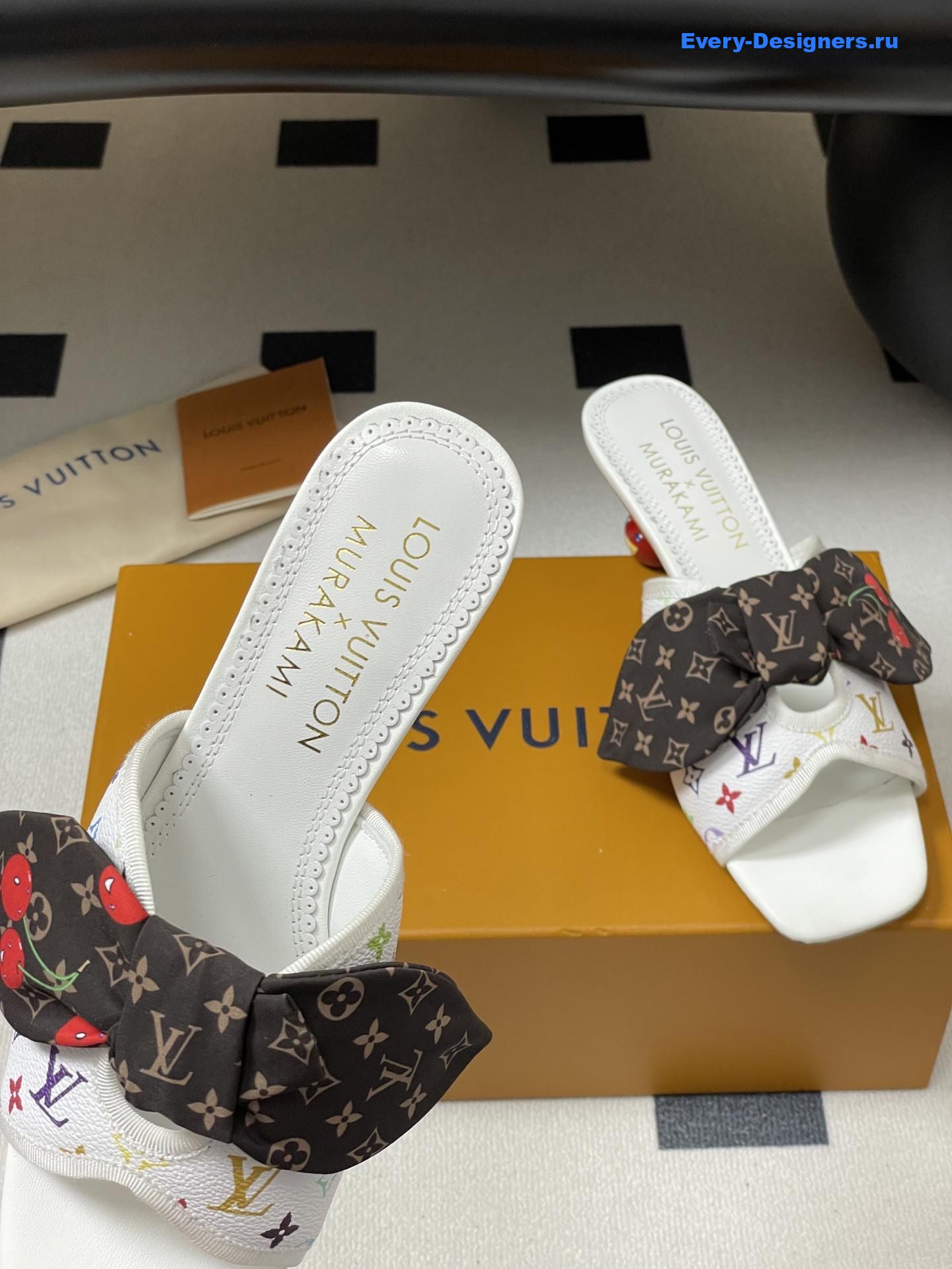 LV x Murakami White Cherie Mules