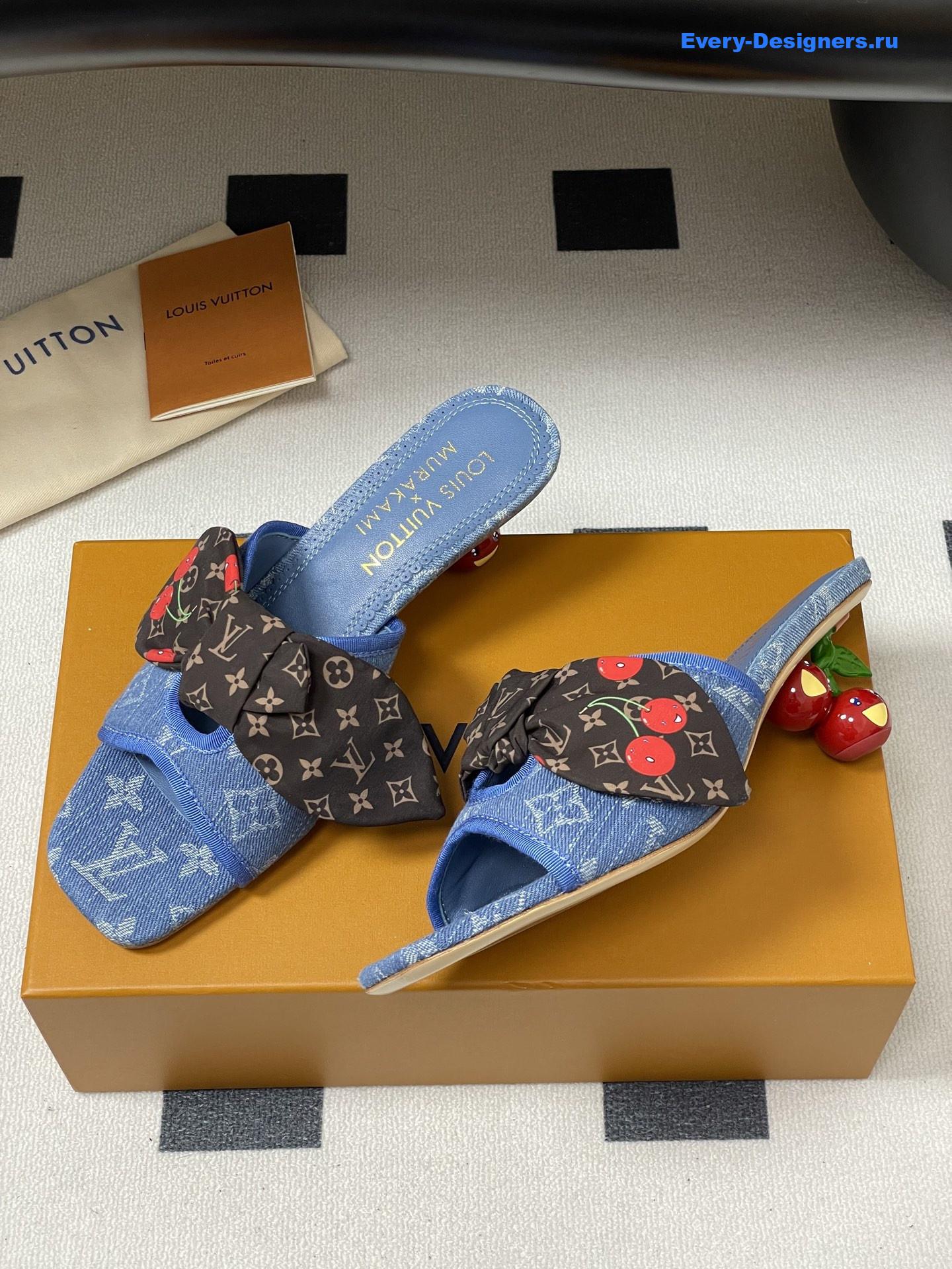 LV x Murakami Denim Cherie Mules