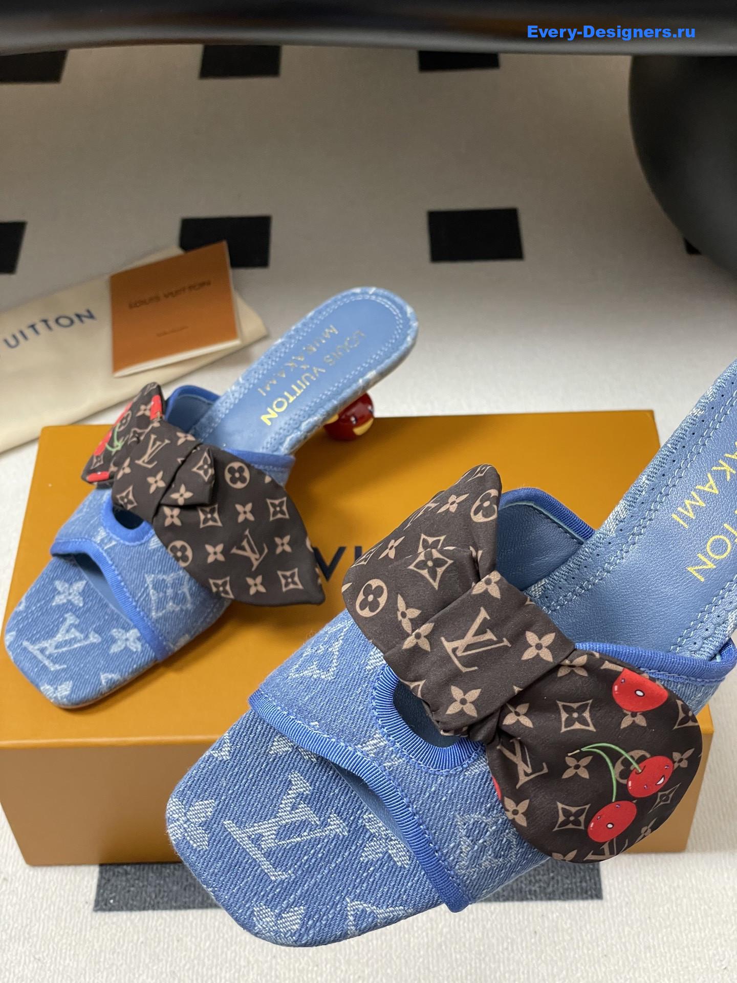 LV x Murakami Denim Cherie Mules