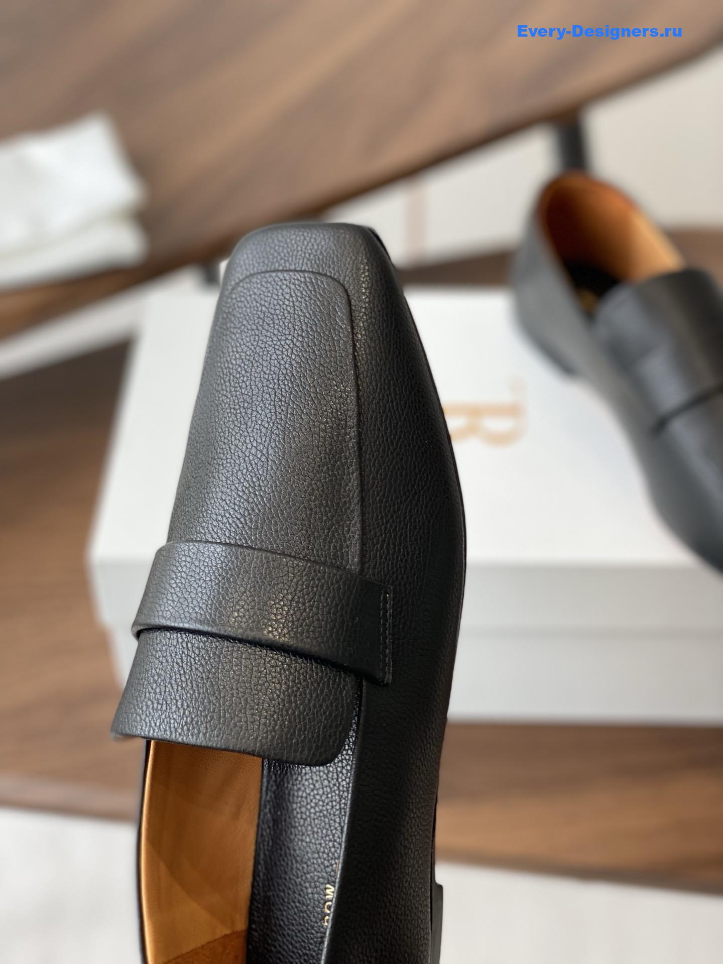 The R0w black square leather loafers