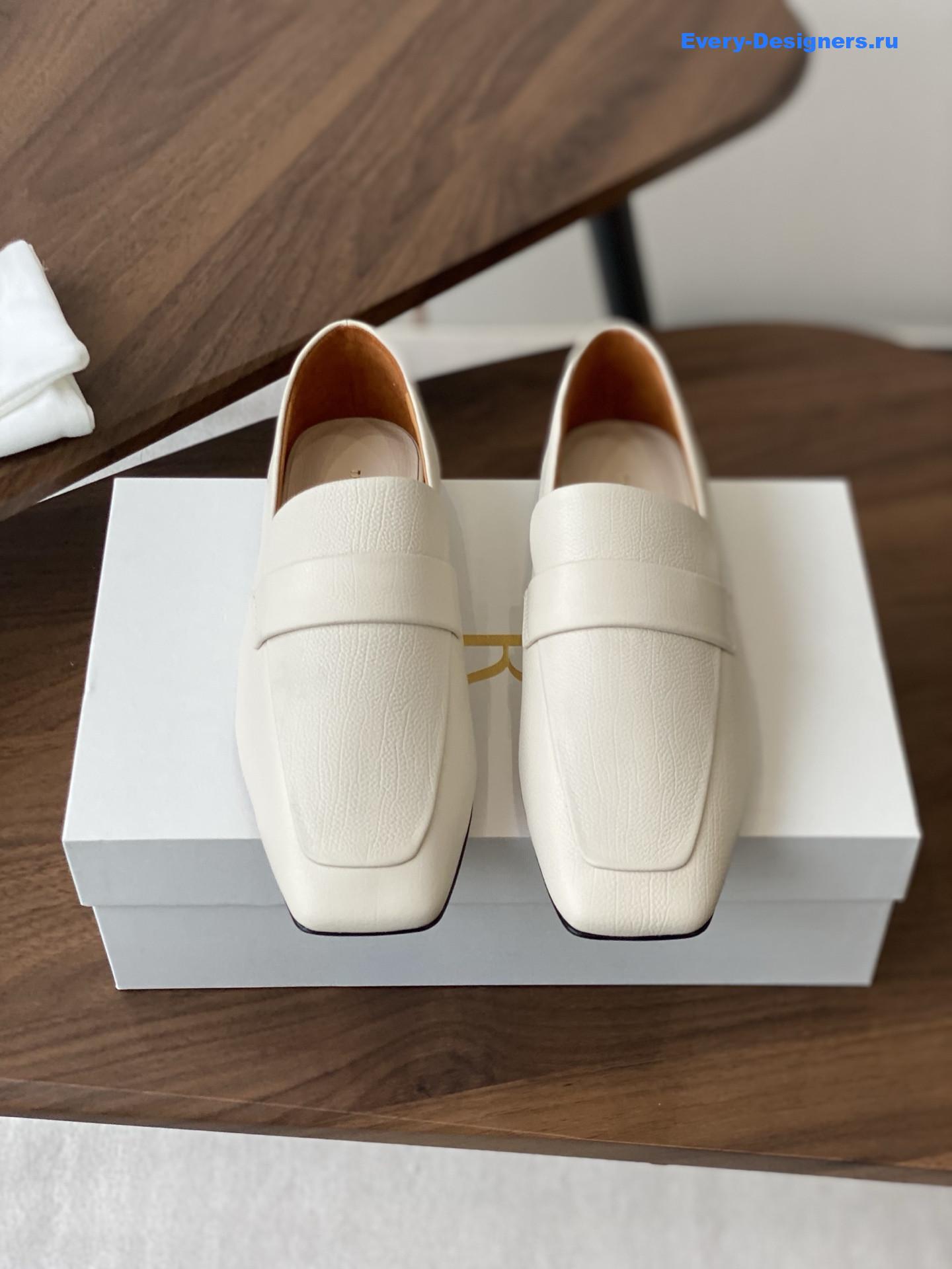 The R0w white leather loafers
