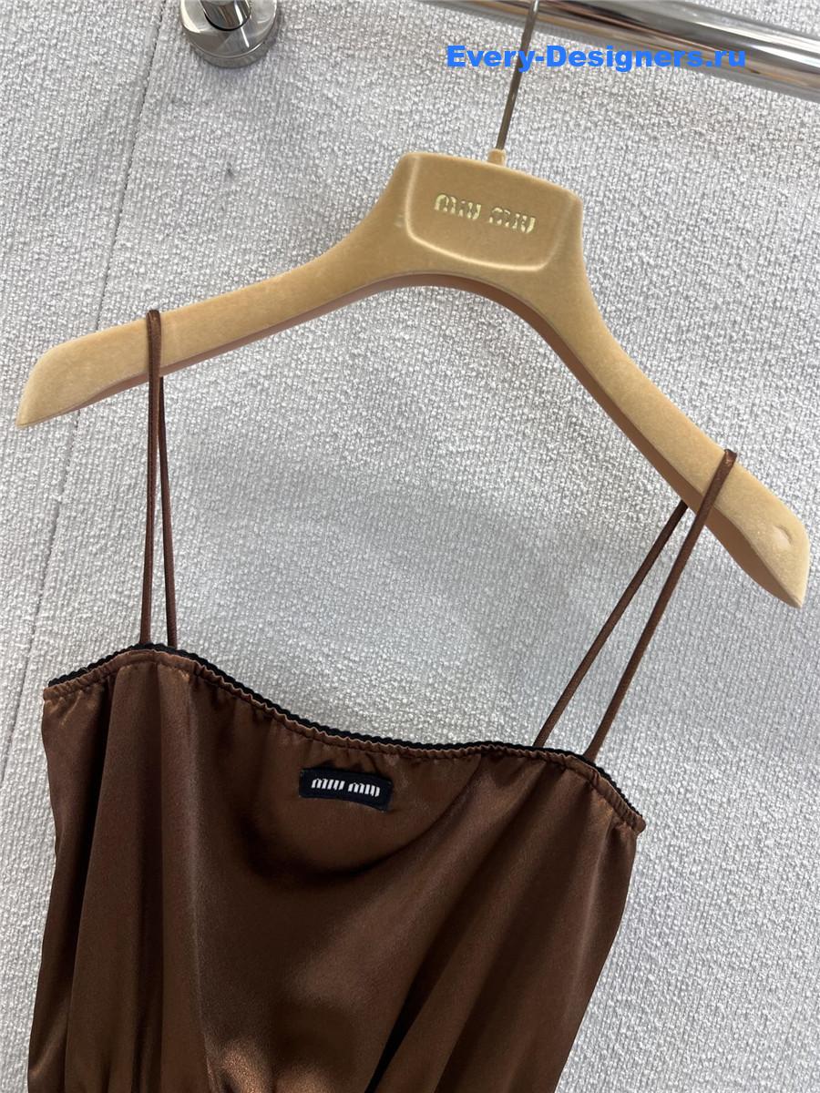 Miu Miu Cocoa Brown Long Satin Dress