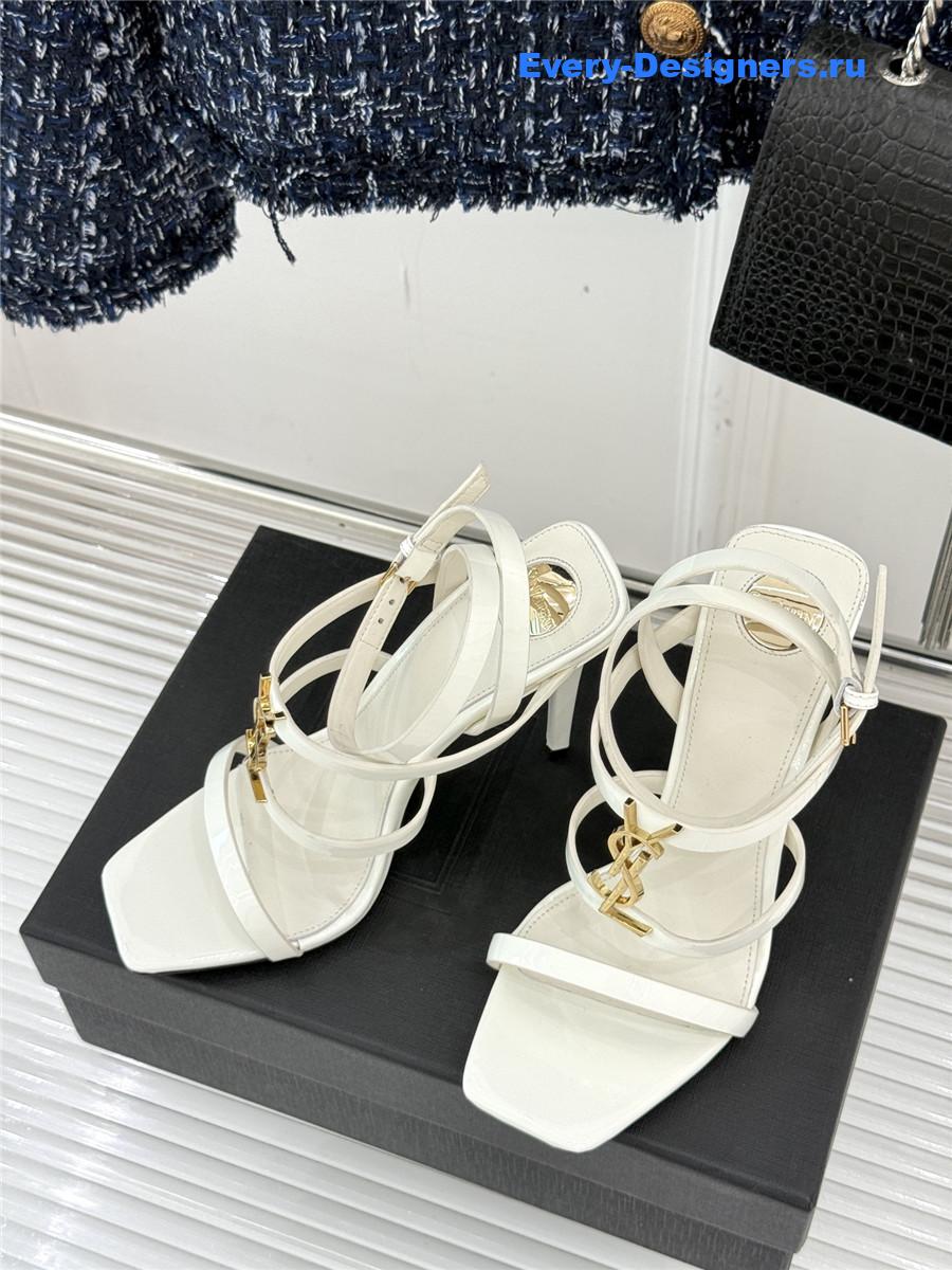 Sa1nt Lau*nt white cassandra wedges