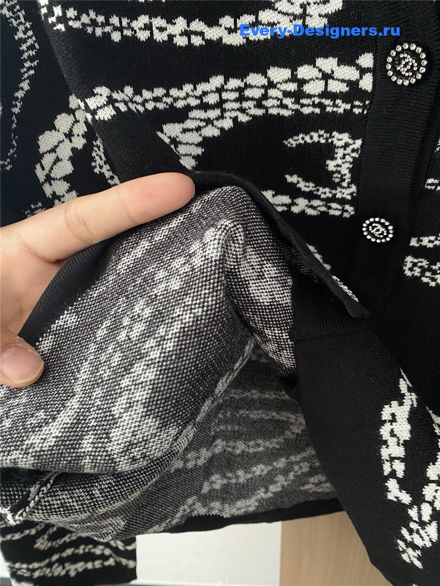 Ch**el black white logo cardigan