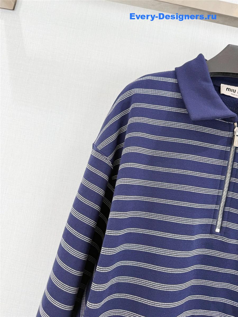 Miu Miu Blue/White Striped Polo