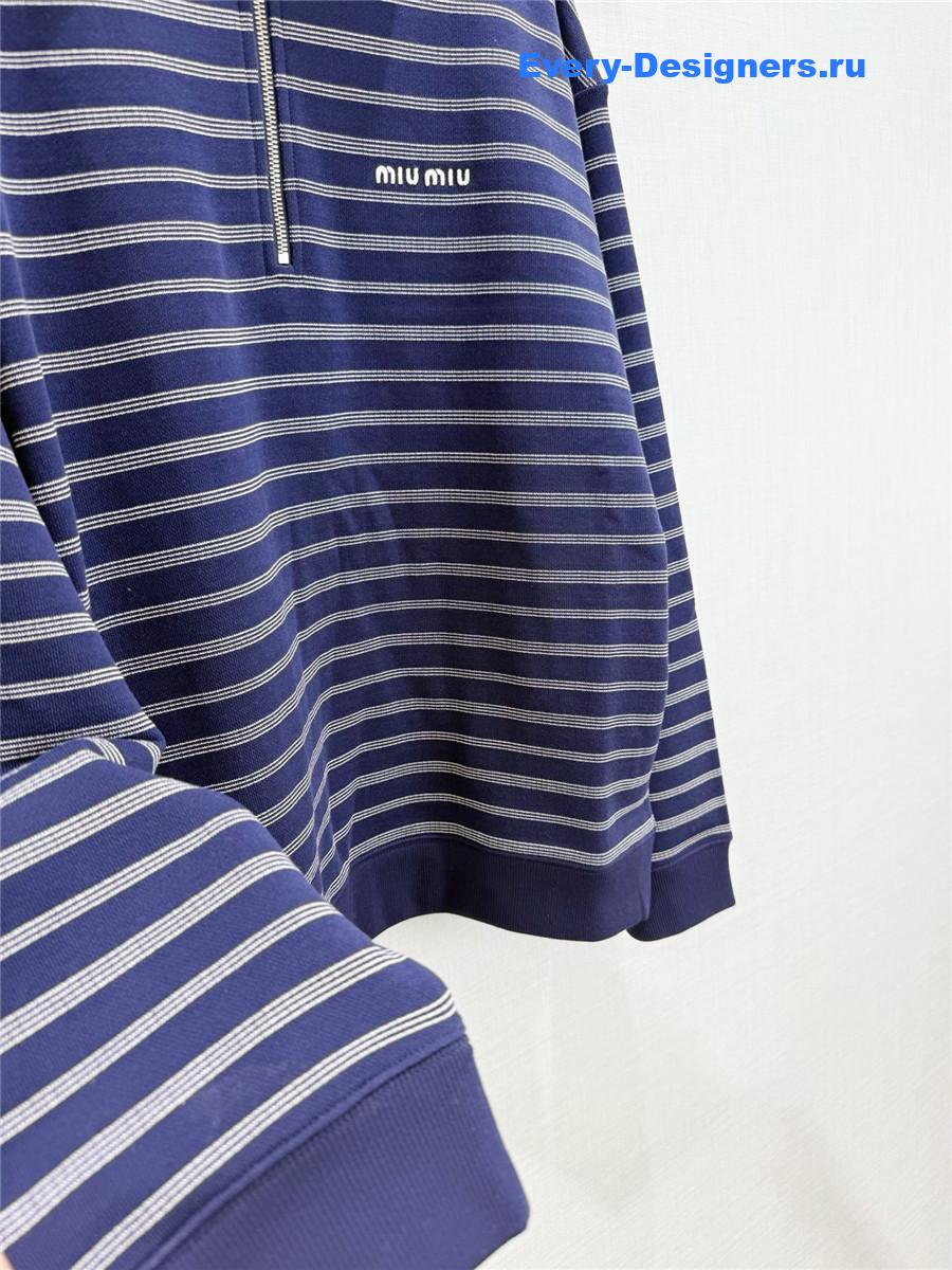Miu Miu Blue/White Striped Polo