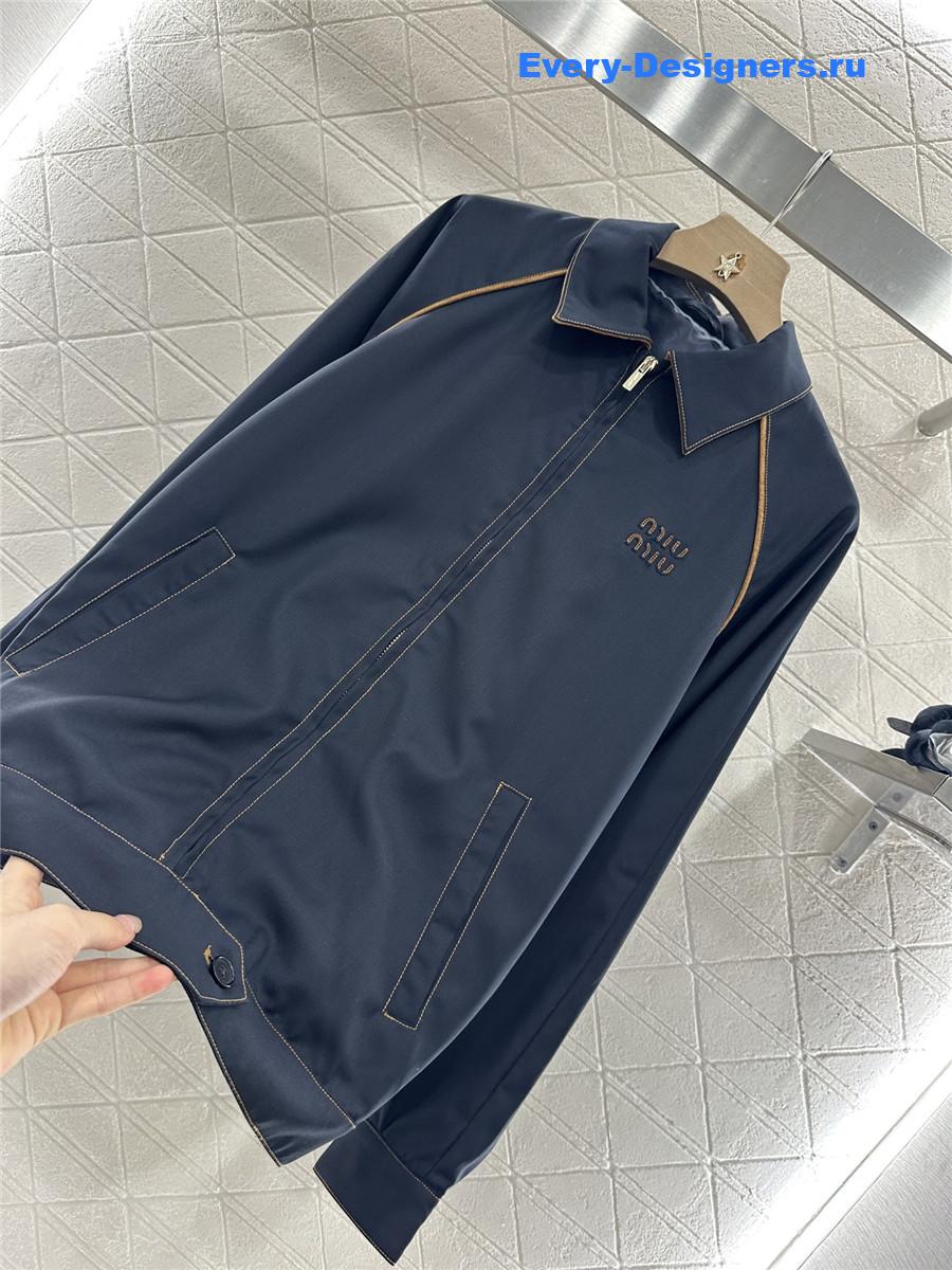 Miu Miu Dark Blue Outline Coat