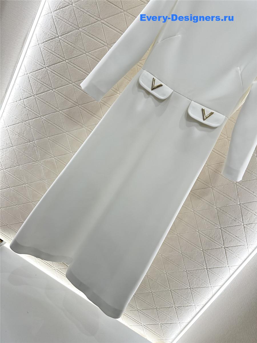 Va1e*ntin0 white crepe couture midi dress