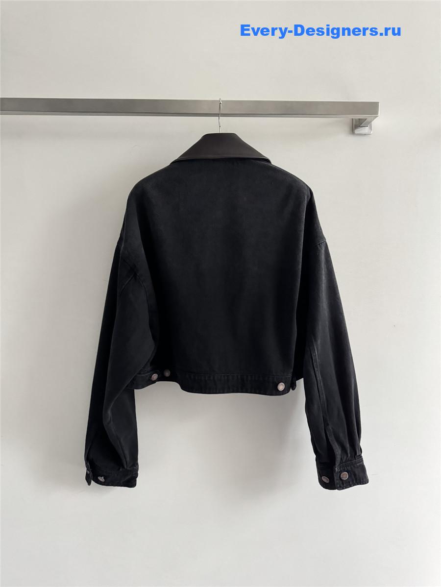 Pra*a dark gray cropped denim jacket