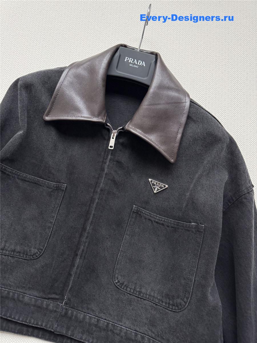 Pra*a dark gray cropped denim jacket