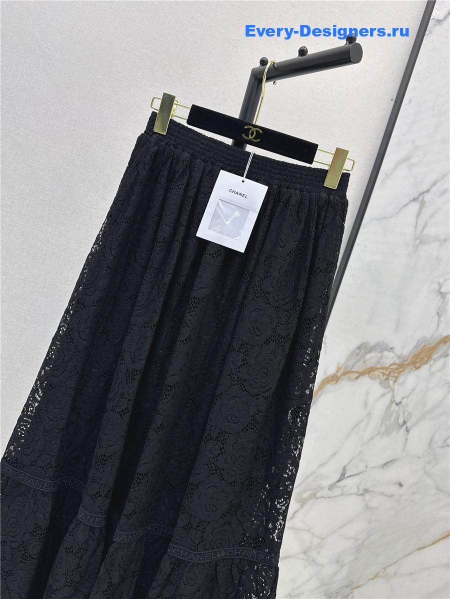 Ch**el black lace long skirt