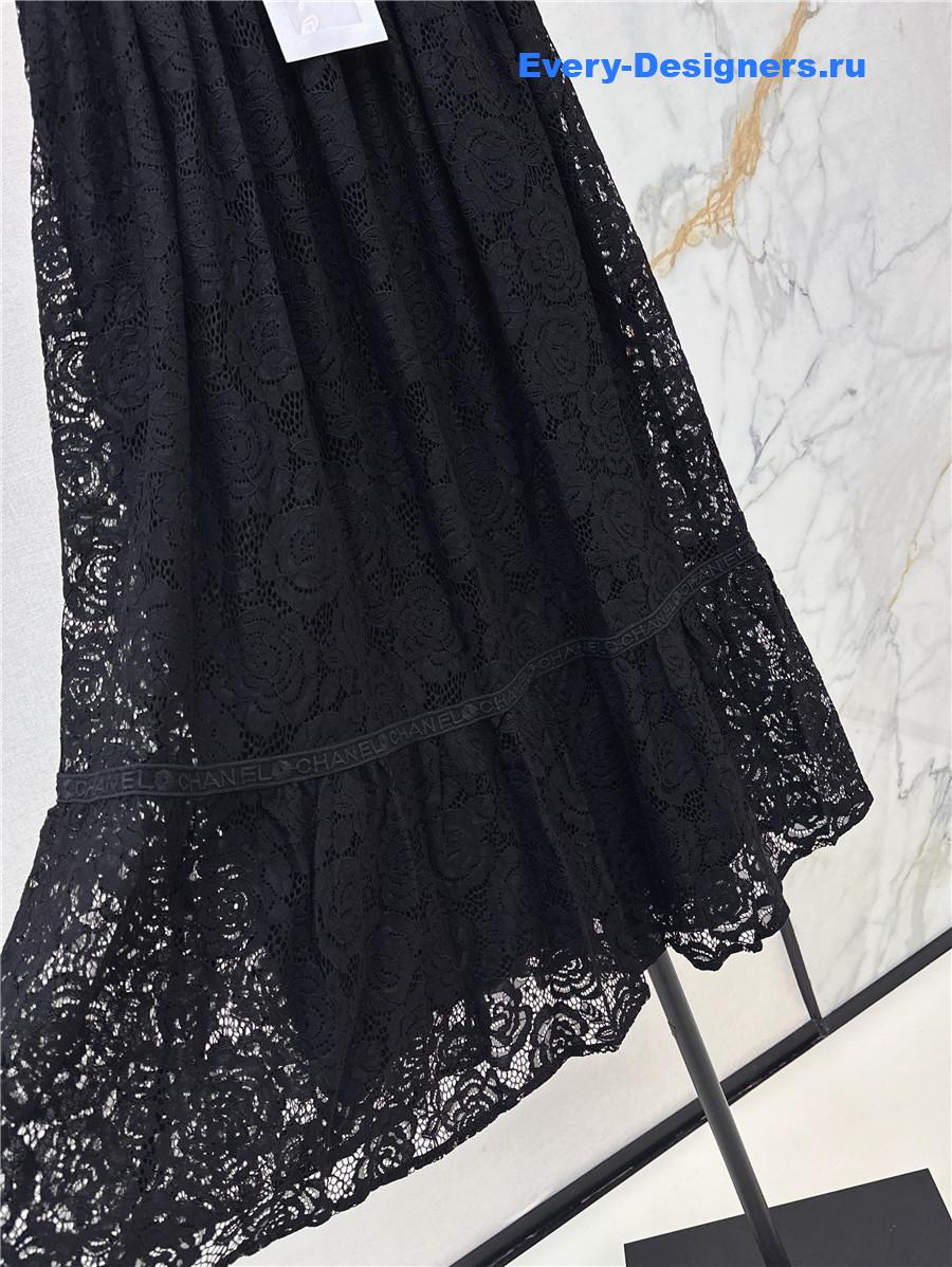 Ch**el black lace long skirt