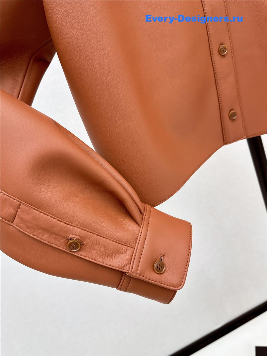 Miu Miu Maple Brown Leather Shirt