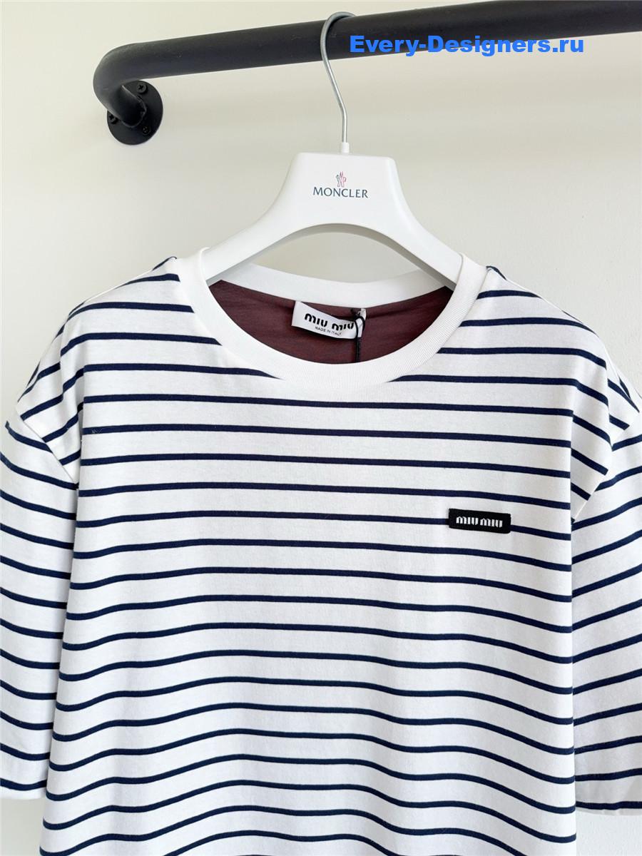 Miu Miu Striped Cotton T-Shirt